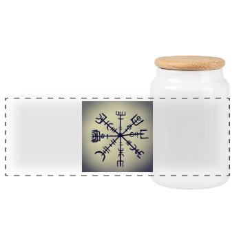 Runes vikings - Boîte à biscuits avec couvercle en bois - blanc - Devant