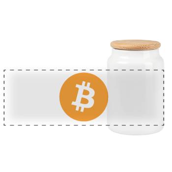 Bitcoin. - Panorama Keksdose mit Holzdeckel - Weiß - Vorne