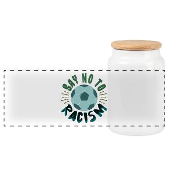 Say NO to racism - Panorama Keksdose mit Holzdeckel - Weiß - Vorne