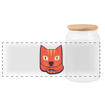 Chat de dessin animé - Boîte à biscuits avec couvercle en bois - blanc - Devant