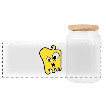 Monstre doux - Boîte à biscuits avec couvercle en bois - blanc - Devant