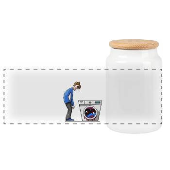 Brain washington army #1 - Panoramic Cookie Jar with Wooden Lid - white - Front