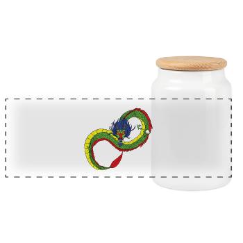 Drachen - Unendlichkeit - chinesischer Drache - Panorama Keksdose mit Holzdeckel - Weiß - Vorne