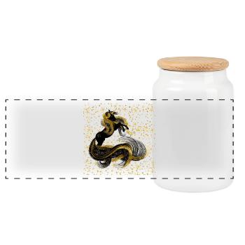 Licorne dorée - Boîte à biscuits avec couvercle en bois - blanc - Devant