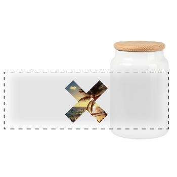 Été, palmier, plage - croix - Boîte à biscuits avec couvercle en bois - blanc - Devant