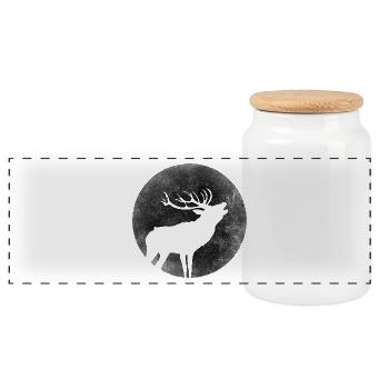 Hirsch rugit à la mode du pays rut de la pleine lune - Boîte à biscuits avec couvercle en bois - blanc - Devant