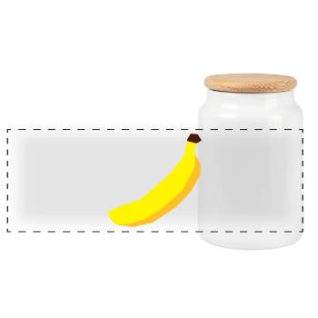 Banane Vektor - Panorama Keksdose mit Holzdeckel - Weiß - Vorne