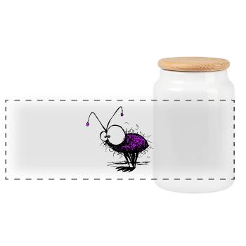 Mayfly Funny illustration - Panoramic Cookie Jar with Wooden Lid - white - Front