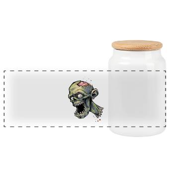 Zombie in a zombie apocalypse - Panoramic Cookie Jar with Wooden Lid - white - Front