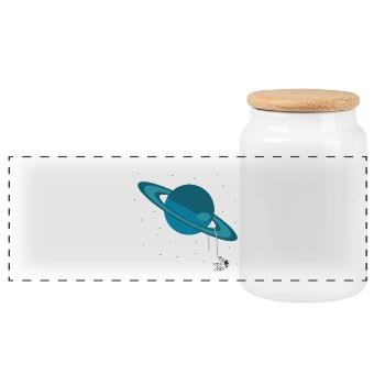 Saturn - Panoramic Cookie Jar with Wooden Lid - white - Front