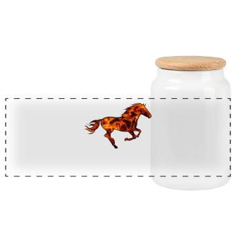 Horse horse - Panoramic Cookie Jar with Wooden Lid - white - Front