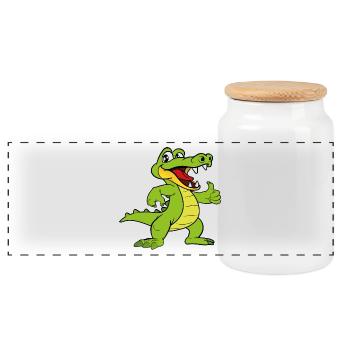 Kroko Kaiman Reptilien Tiere - Panorama Keksdose mit Holzdeckel - Weiß - Vorne