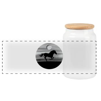 Cheval chevaux lune - Boîte à biscuits avec couvercle en bois - blanc - Devant