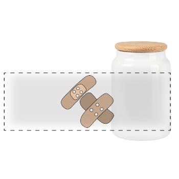 Pflaster, Wunde, Verletzung, Heilung, Geschenkidee - Panorama Keksdose mit Holzdeckel - Weiß - Vorne