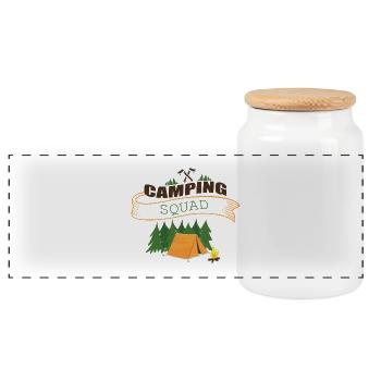 CAMPING SQUAD Équipe Camping - Boîte à biscuits avec couvercle en bois - blanc - Devant
