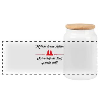 Koelsch es wie Latein - Köln - Panorama Keksdose mit Holzdeckel - Weiß - Vorne