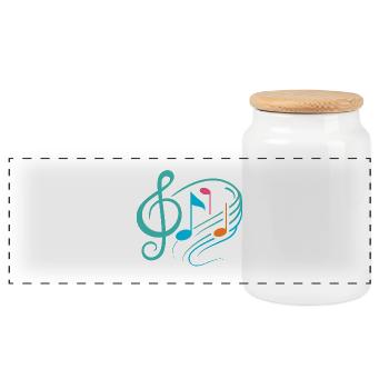 musique - Boîte à biscuits avec couvercle en bois - blanc - Devant