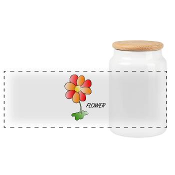 Blume - Flower - Panorama Keksdose mit Holzdeckel - Weiß - Vorne