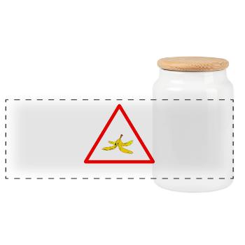Attention banana peel - Panoramic Cookie Jar with Wooden Lid - white - Front