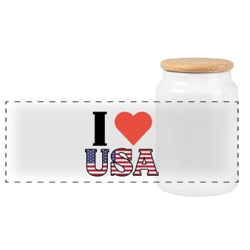 I <3 USA J'aime les Etats-Unis - Boîte à biscuits avec couvercle en bois - blanc - Devant