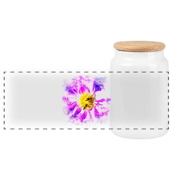 gxp abeilles sur fleur splatter aquarelle - Boîte à biscuits avec couvercle en bois - blanc - Devant