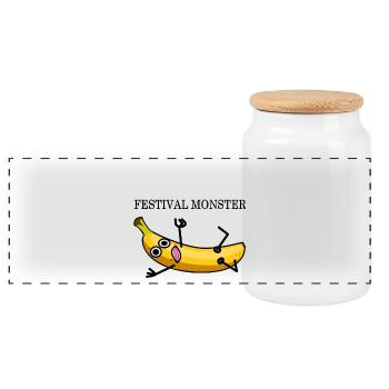 Festival banana - Panoramic Cookie Jar with Wooden Lid - white - Front