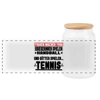 Tennis / Lustiges tennis T-Shirt - Panorama Keksdose mit Holzdeckel - Weiß - Vorne