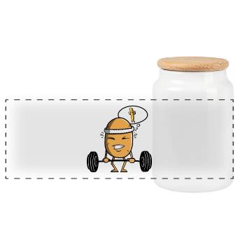 Potato does sport - Fitness - Panoramic Cookie Jar with Wooden Lid - white - Front