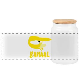 Banaal Banana Eel in Yellow Fruit Souvenir Gift - Panoramic Cookie Jar with Wooden Lid - white - Front