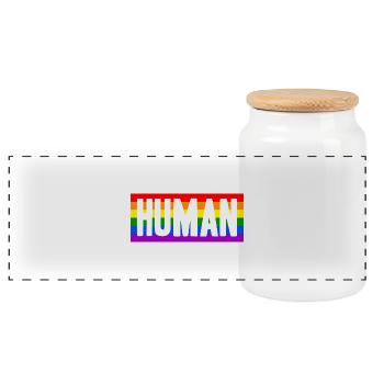 Human Mensch Regenbogen Geschenkidee - Panorama Keksdose mit Holzdeckel - Weiß - Vorne