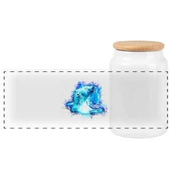 gxp eisbär polarbär genießer splatter watercolor - Panorama Keksdose mit Holzdeckel - Weiß - Vorne