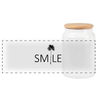 Smile palm tree gift - Panoramic Cookie Jar with Wooden Lid - white - Front