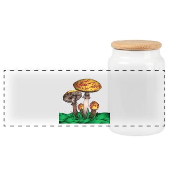 Magic Mushroom - Panoramic Cookie Jar with Wooden Lid - white - Front
