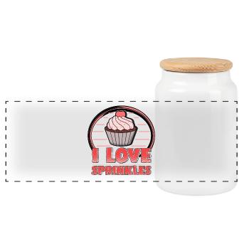Belle chemise cupcake / muffin "J'adore les paillettes" - Boîte à biscuits avec couvercle en bois - blanc - Devant