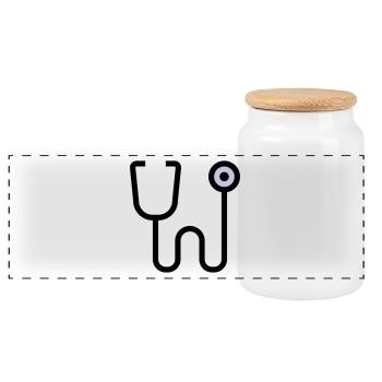 Stethoscop examination by the doctor physician - Panoramic Cookie Jar with Wooden Lid - white - Front