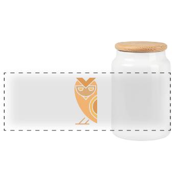 Egyptian owl - Panoramic Cookie Jar with Wooden Lid - white - Front