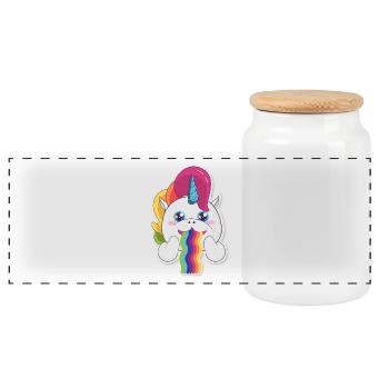 Einhorn Regenbogen - Panorama Keksdose mit Holzdeckel - Weiß - Vorne