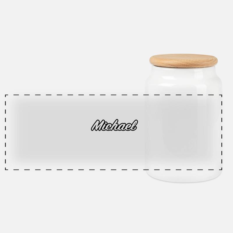 Michael Prénom Nom Idée cadeau - Boîte à biscuits avec couvercle en bois - blanc