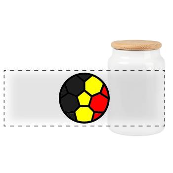 Soccer World Cup Flag Belgium World Cup - Panoramic Cookie Jar with Wooden Lid - white - Front