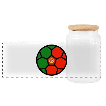 Soccer World Cup Flag Portugal World Cup - Panoramic Cookie Jar with Wooden Lid - white - Front