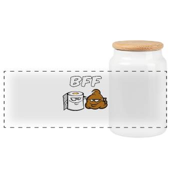 BFF - Best friends for ever - Gift Idea Friends - Panoramic Cookie Jar with Wooden Lid - white - Front