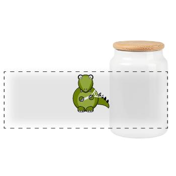 Dinosaur Tennis T-Rex Gift Idea - Panoramic Cookie Jar with Wooden Lid - white - Front