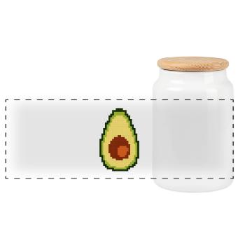 Pixel avocado - Panoramic Cookie Jar with Wooden Lid - white - Front