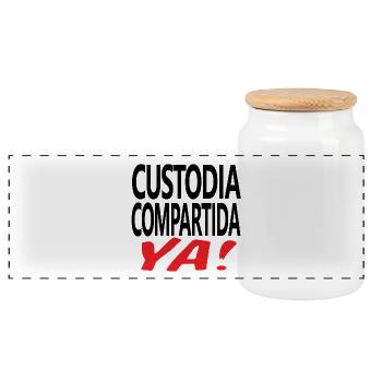 Custodia Compartida YA Negro - Panoramic Cookie Jar with Wooden Lid - white - Front
