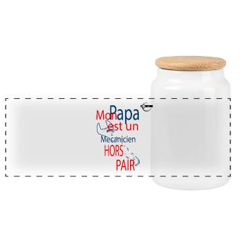 Daddy mechanic - Panoramic Cookie Jar with Wooden Lid - white - Front