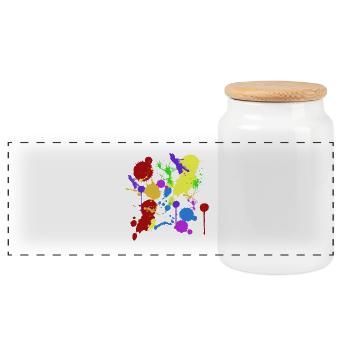taches de couleur - Boîte à biscuits avec couvercle en bois - blanc - Devant