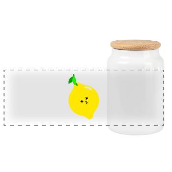 lemon - Panoramic Cookie Jar with Wooden Lid - white - Front