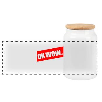 OK WOW. Geschenkidee Coole Shirts Sprüche Sommer - Panorama Keksdose mit Holzdeckel - Weiß - Vorne
