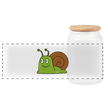 Snail gift comic snails animal nature child - Panoramic Cookie Jar with Wooden Lid - white - Front