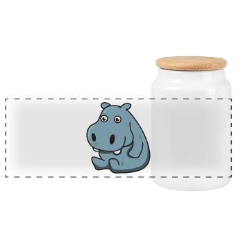 Nilpferd Geschenk Hippo Tier comic niedlich Kind - Panorama Keksdose mit Holzdeckel - Weiß - Vorne